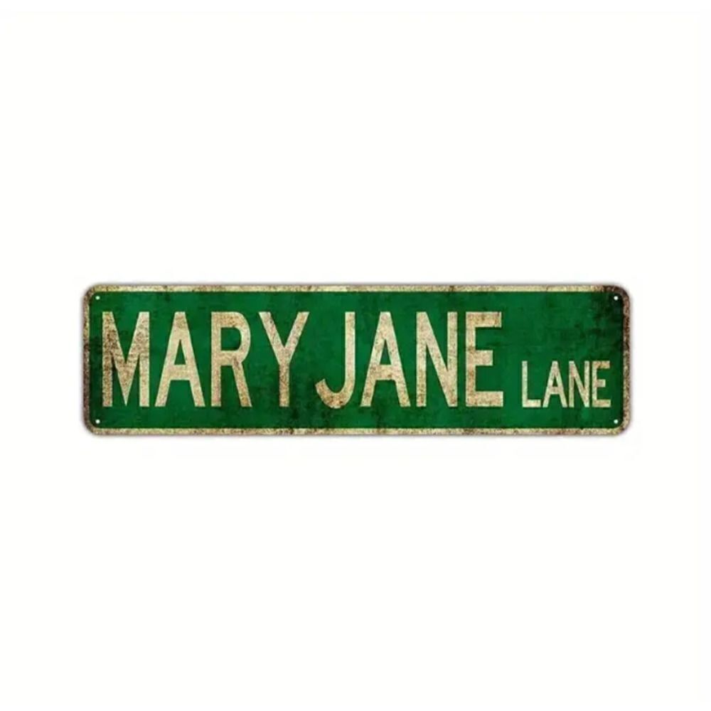 New! Metal Tin Sign (4''x16") MARY JANE LANE Hippies are Happier!